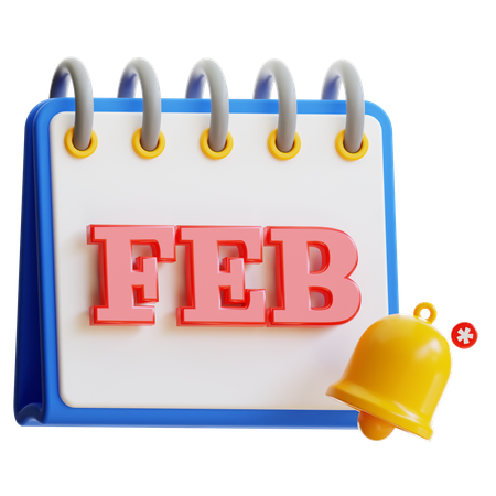 February Calendar  3D Icon