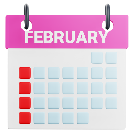 February Calendar  3D Icon