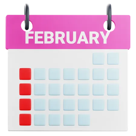 February Calendar  3D Icon