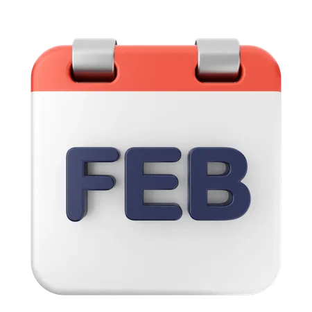 February Calendar  3D Icon