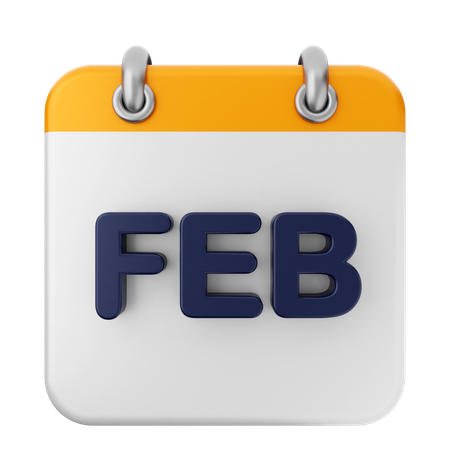 February Calendar  3D Icon