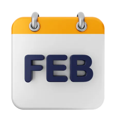 February Calendar  3D Icon