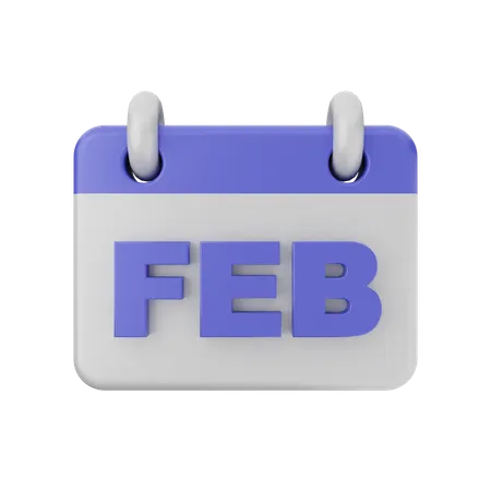 February Calendar  3D Icon