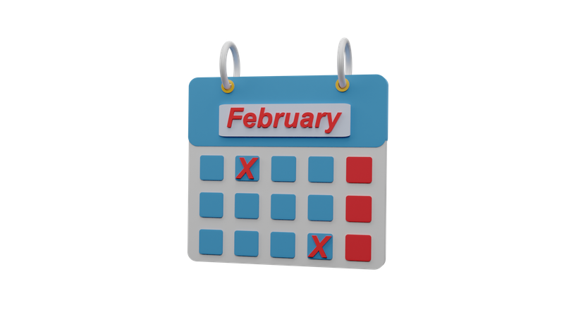 February Calendar  3D Icon