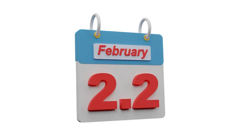 February Calendar  3D Icon