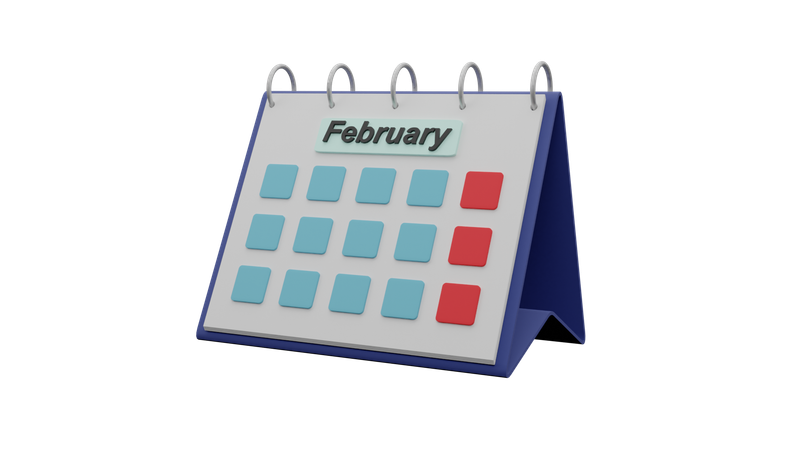 February Calendar  3D Icon