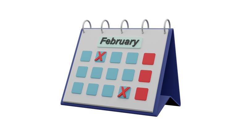 February Calendar  3D Icon