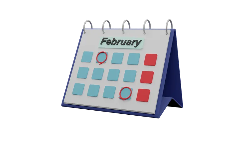 February Calendar  3D Icon