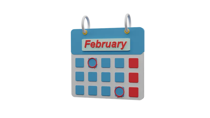 February Calendar  3D Icon