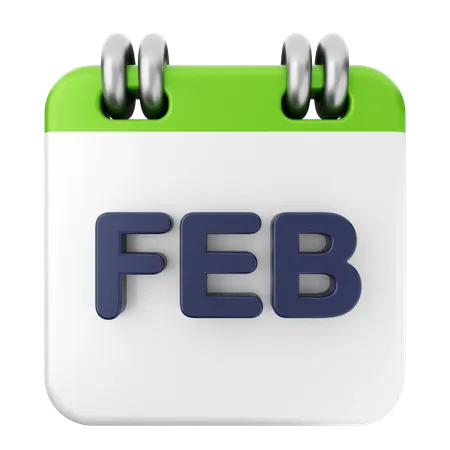 February Calendar  3D Icon