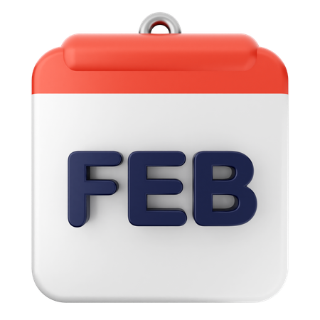 February Calendar  3D Icon