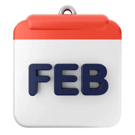 February Calendar  3D Icon