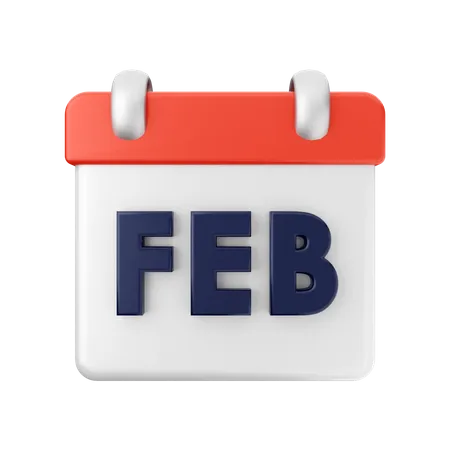 February Calendar  3D Illustration