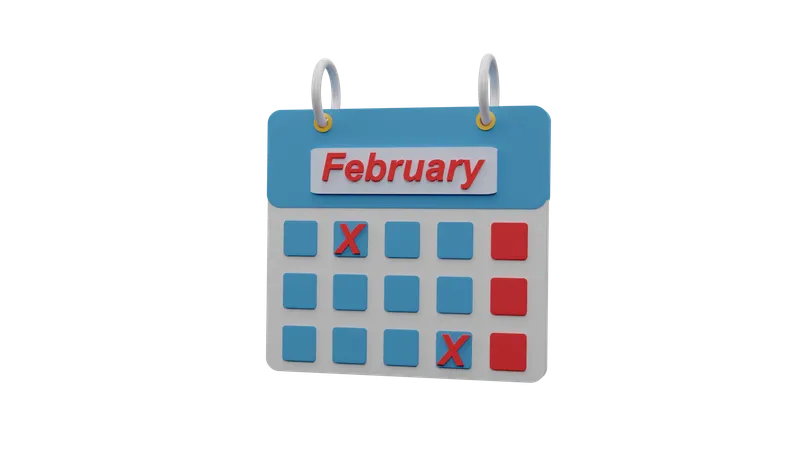 3 D Illustration February Calendar 3D Icon