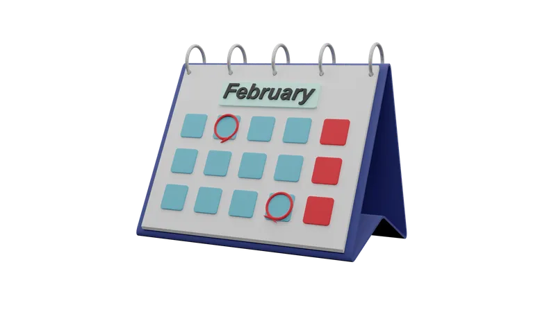 3 D Illustration February Calendar 3D Icon