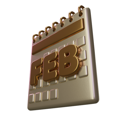 February Month Calendar  3D Icon