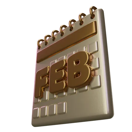 February Month Calendar  3D Icon