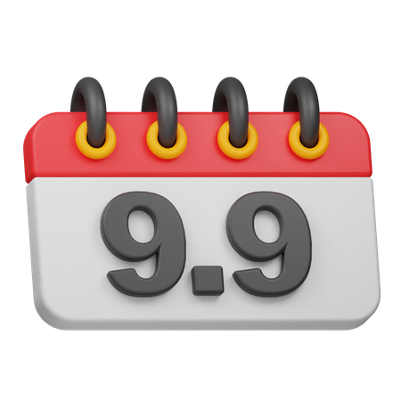 Fecha 9 9  3D Icon