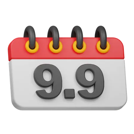 Fecha 9 9  3D Icon