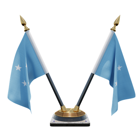 Federated States of Micronesia Double Desk Flag Stand  3D Illustration