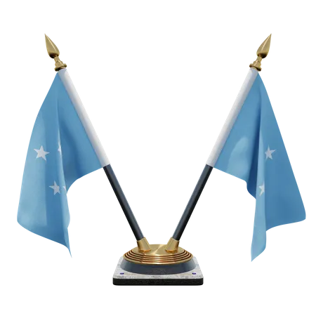 Federated States of Micronesia Double Desk Flag Stand  3D Flag