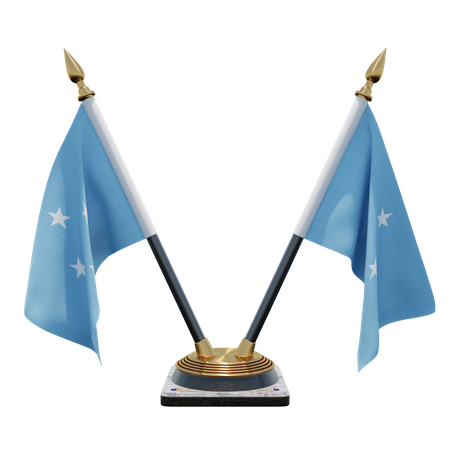 Federated States of Micronesia Double (V) Desk Flag Stand  3D Icon