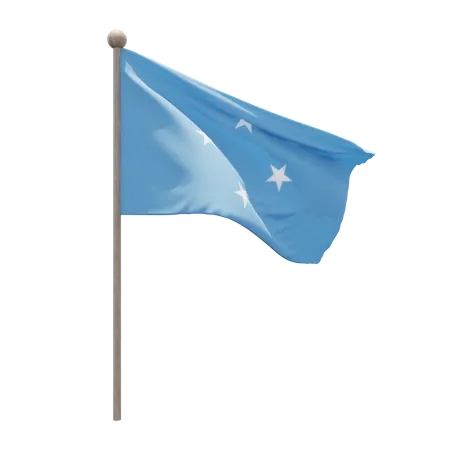 Federated States of Micronesia Flag Pole  3D Illustration
