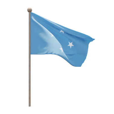 Federated States of Micronesia Flagpole  3D Illustration