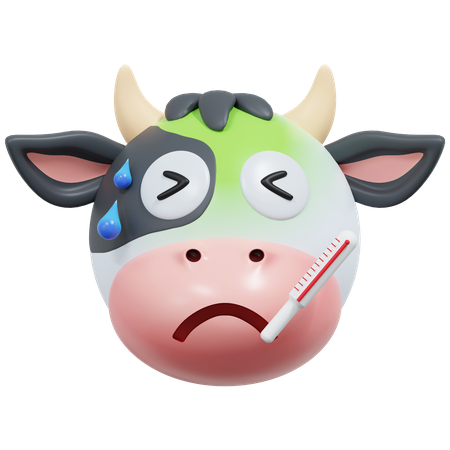 Feeling Fever Cow  3D Icon