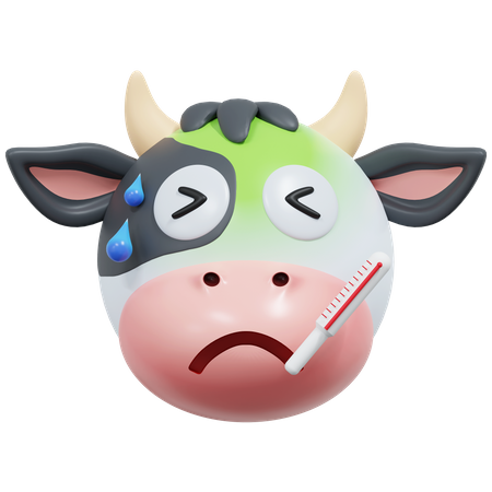 Feeling Fever Cow  3D Icon