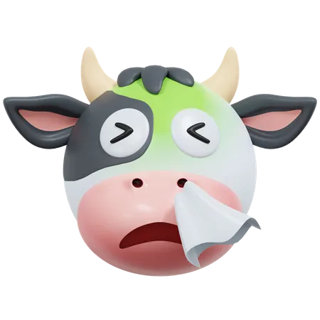 Feeling Flu Cow Emoticon 3 D Icon Illustration 3D Icon