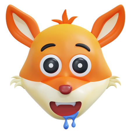 Feeling Hungry Fox Emoticon  3D Icon