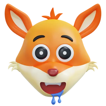 Feeling Hungry Fox Emoticon  3D Icon