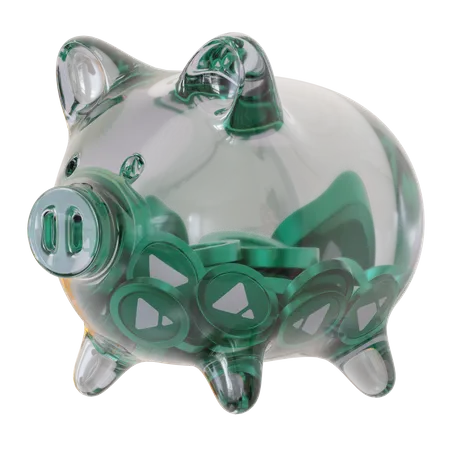 Fei USD (FEI) Clear Glass Piggy Bank  3D Icon