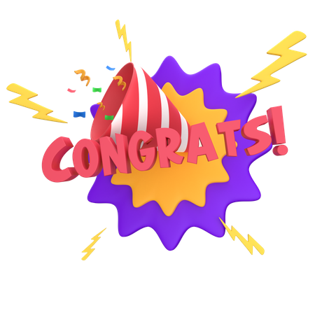 ¡Felicitaciones! Pegatina  3D Icon