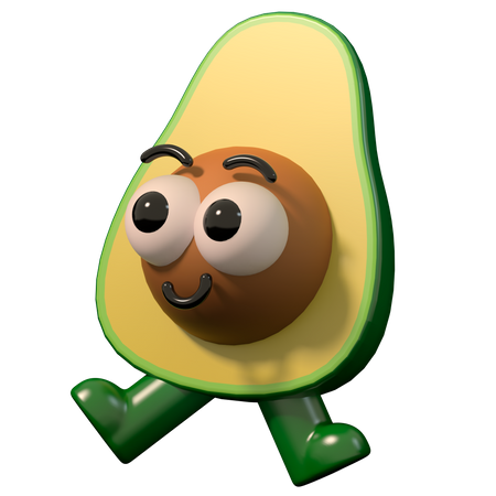 Aguacate feliz  3D Illustration