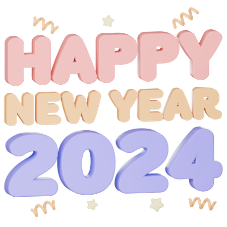 Feliz Ano Novo 2024  3D Icon