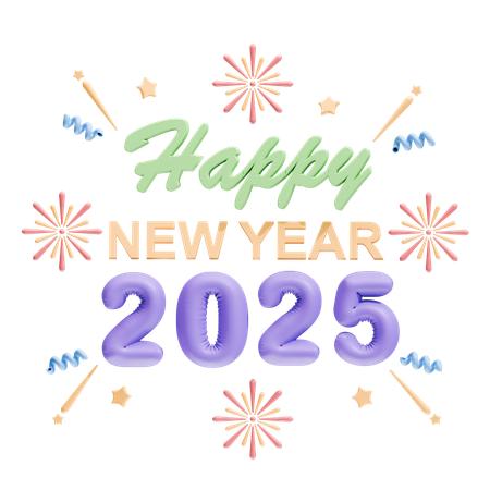 Feliz ano novo 2025  3D Icon