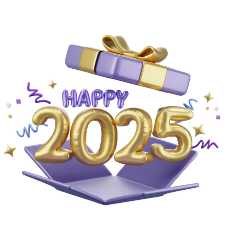 Feliz Ano Novo 2025 Ícone 3D  3D Icon