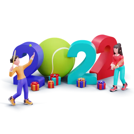 Feliz año nuevo 2022  3D Illustration