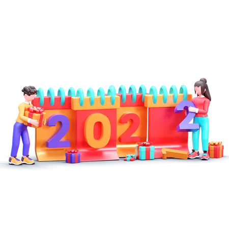 Feliz año nuevo 2022  3D Illustration