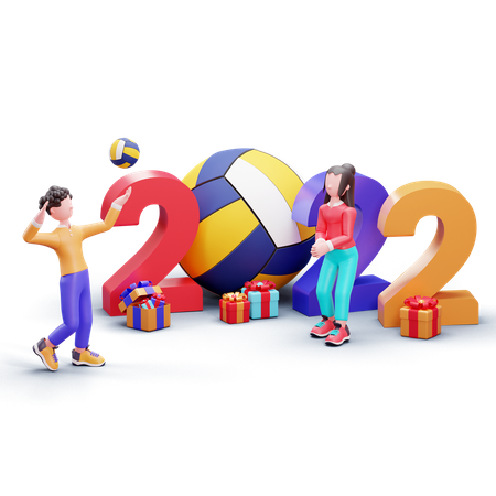 Feliz año nuevo 2022 celebración  3D Illustration