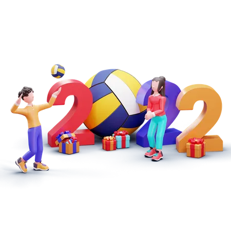 Feliz año nuevo 2022 celebración  3D Illustration