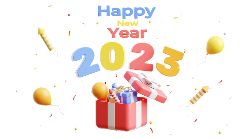 Feliz año nuevo 2023  3D Illustration