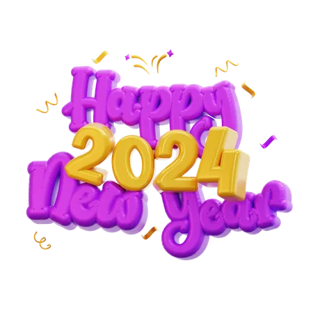 Feliz año nuevo 2024  3D Icon