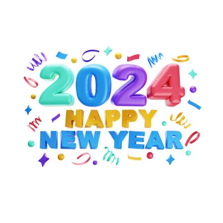 Feliz año nuevo 2024  3D Icon