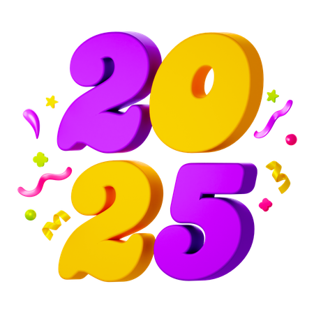 Feliz año nuevo 2025  3D Icon