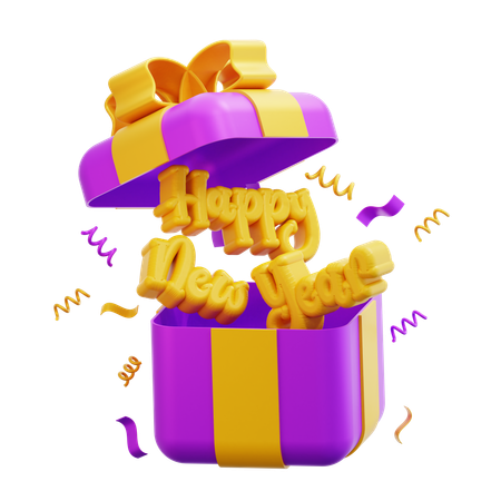 Feliz año nuevo caja de regalo  3D Icon