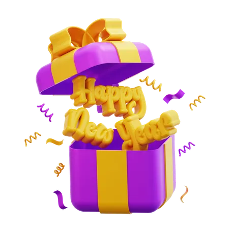 Feliz año nuevo caja de regalo  3D Icon