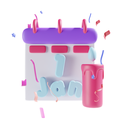 Feliz año nuevo con confeti  3D Icon